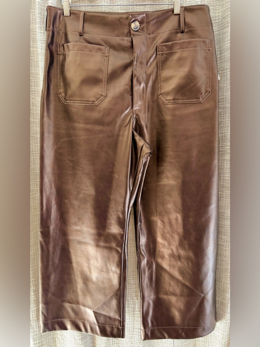 Anthropologie Maeve Colette Faux Leather Pants Brown NWT size 33